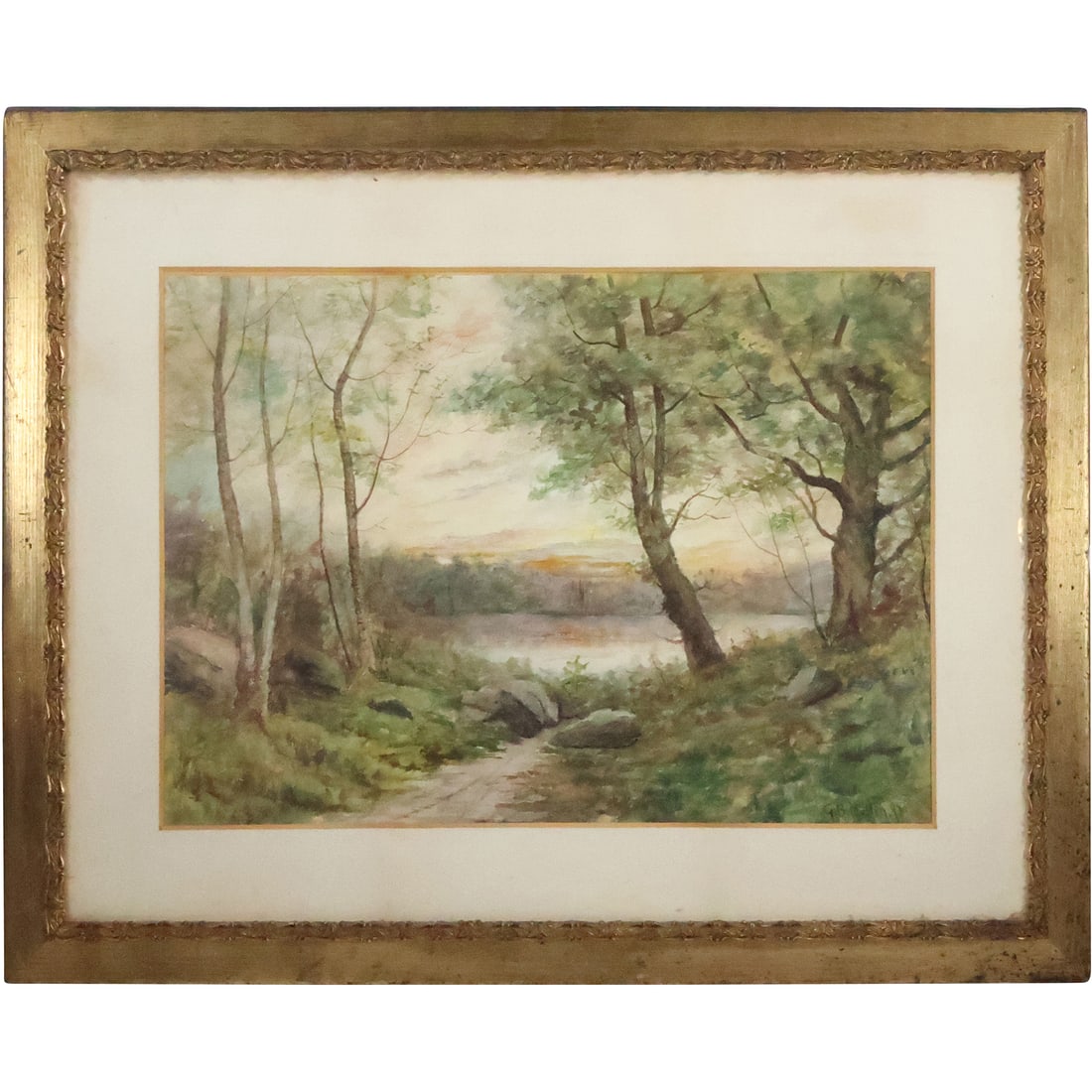 G B Mullen 1897, Watercolor Painting Landscape with Stream, Framed (1 of 20)