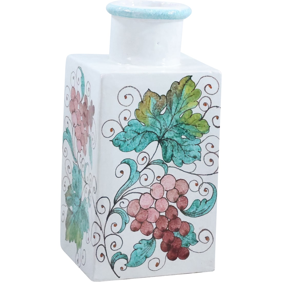 Signed La Chimers, Porcelain Vase Hand Painted Grapes and Leaves 15.5 inches height (1 of 20)