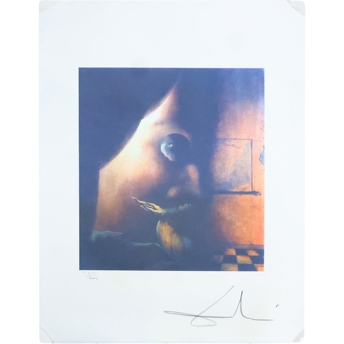 Side Portrait Salvador Dali Lithograph Print Signed 26 in. x 19.75 in. (1 of 20)