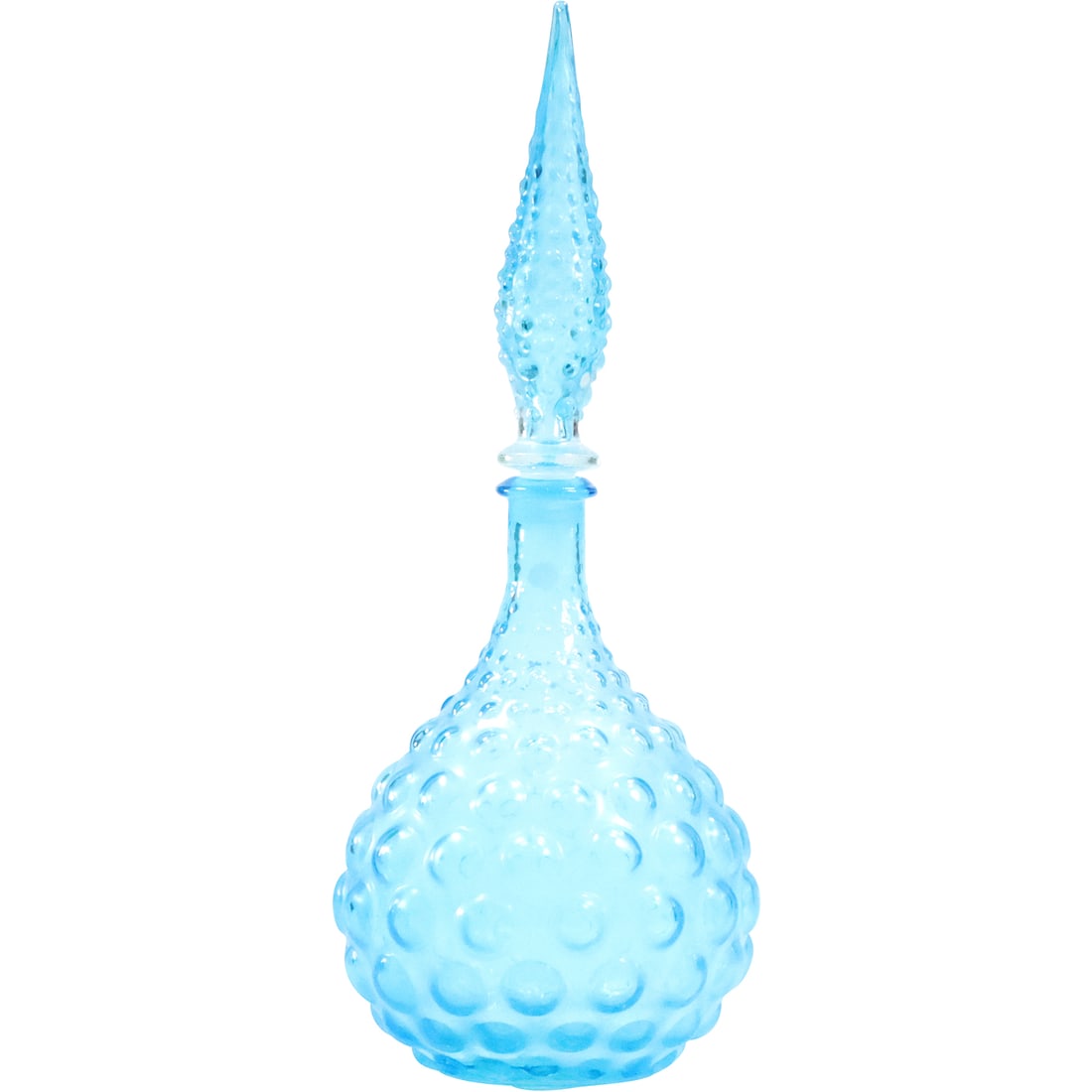 Empoli Blue Bubble Glass Genie Bottle Decanter 16.25 inches height x 6.25 in. wide (1 of 16)
