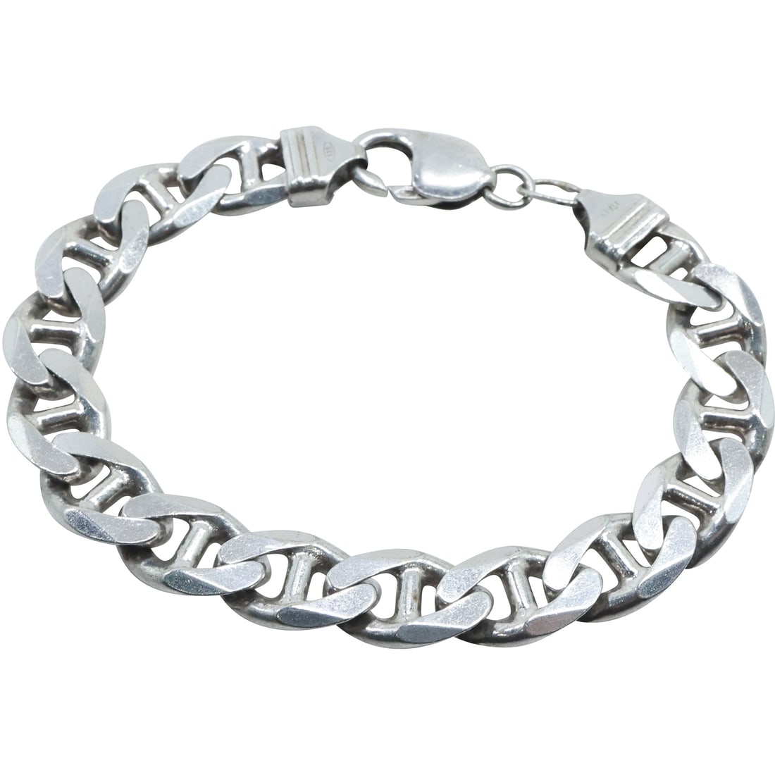 .925 Sterling Silver Italy Marine Mesh Links Men's Bracelet weighs 38.2 grams, 8 1/2 in. x 1/2 in. (1 of 17)