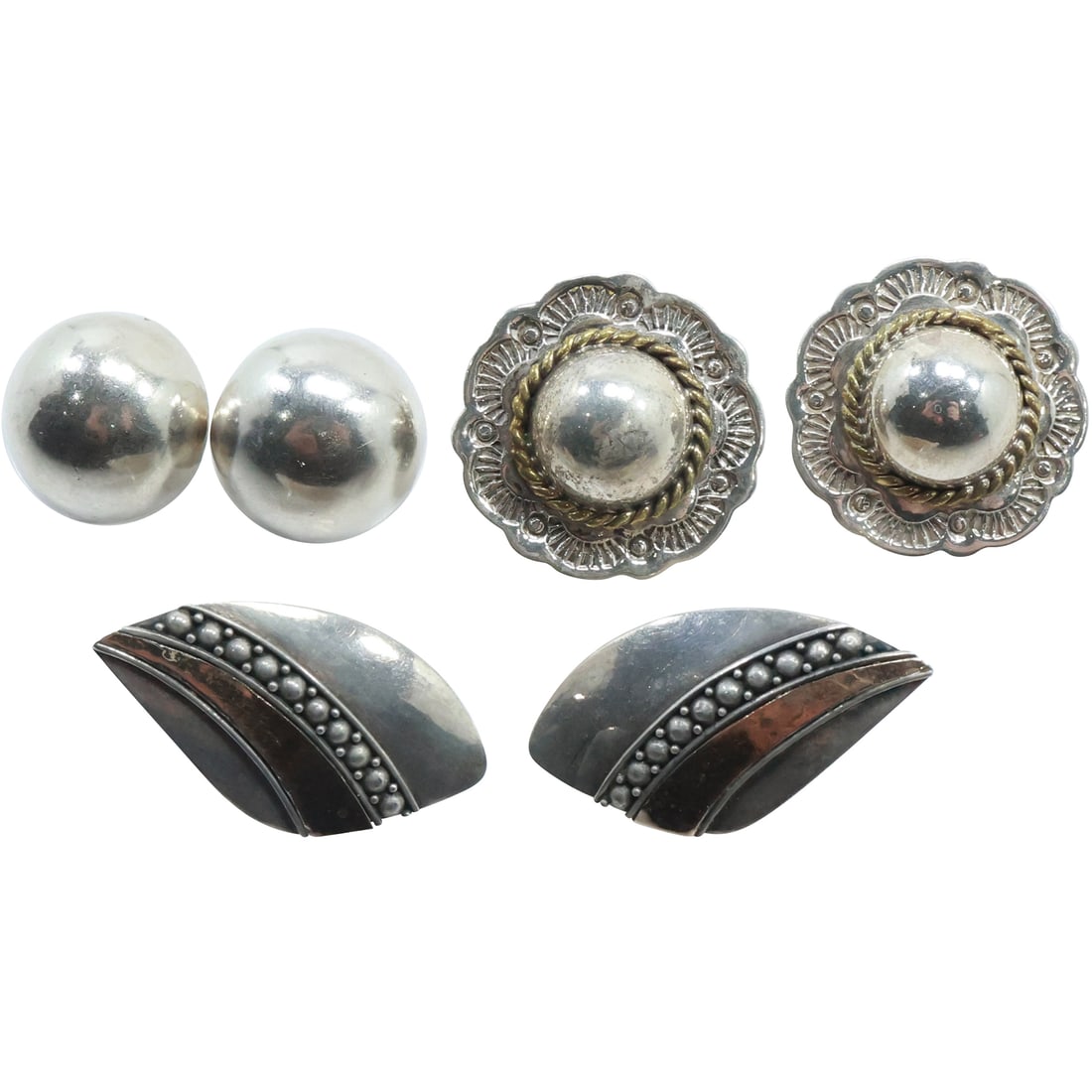 3 Pairs .925 Sterling Silver [1 with 18K] Earrings (1 of 20)