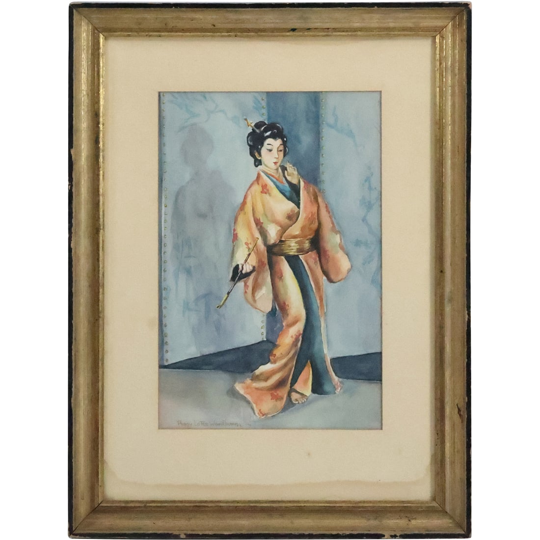 Peggy Lo'Ra Woodburn, Watercolor Painting Asian Woman Holding Opium Pipe (1 of 20)