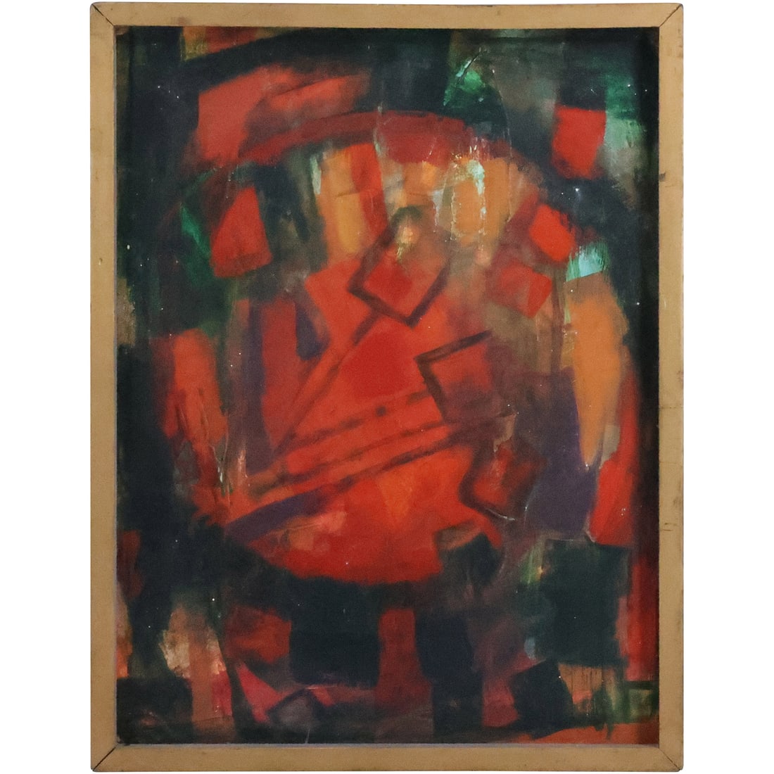 20th C. Abstract "Drum Roll" Oil on Board Painting: 20th C. Abstract "Drum Roll" Oil on Board Painting size: 24 x 18, 25 x 19 outside frame