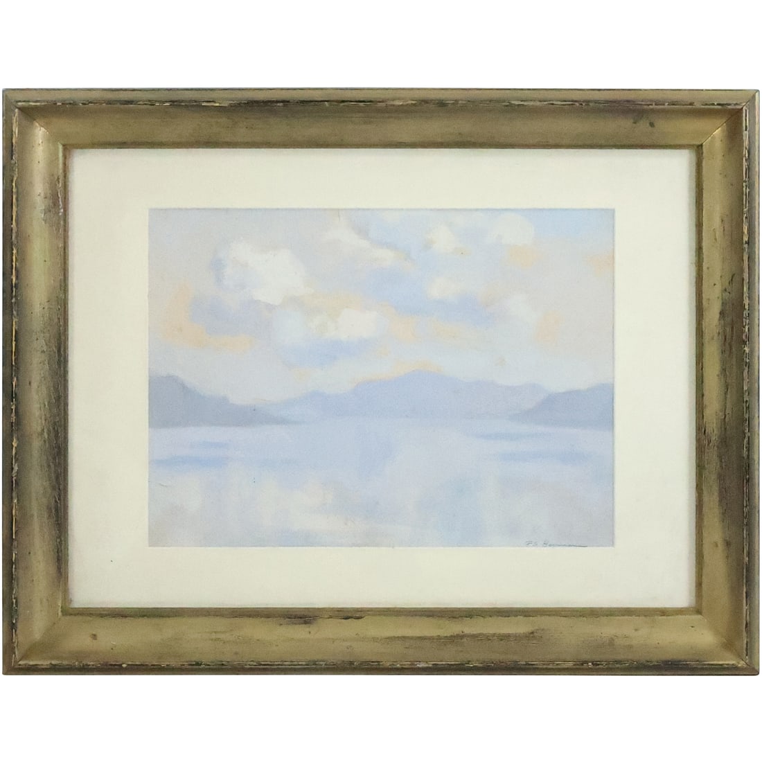 Frank Simon Herrmann (1866 - 1942), Oil Painting Lake Landscape, Signed, Framed: Frank Simon Herrmann (1866 - 1942), Oil Painting Lake Landscape, Signed, Framed. size: 8.5 x 11.5 matte, 14.75 x 18.75 outside frame. ASKart: Frank Simon Herrmann (1866 - 1942) was active/lived in New