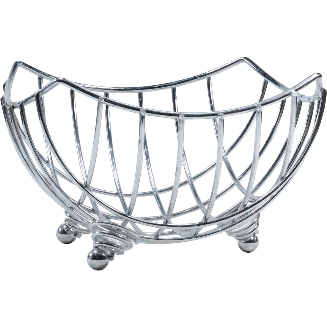 Modern Design Footed Chrome Wire Bread / Fruits Basket 5.75 in. 9 in. x 9 in. (1 of 19)