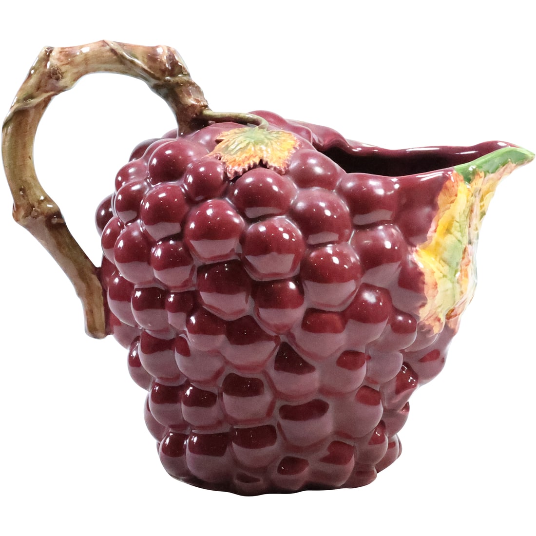 Majolica Grapes and Leaf Pitcher 7.5 in. x 9 in. x 6.5 in. (1 of 20)