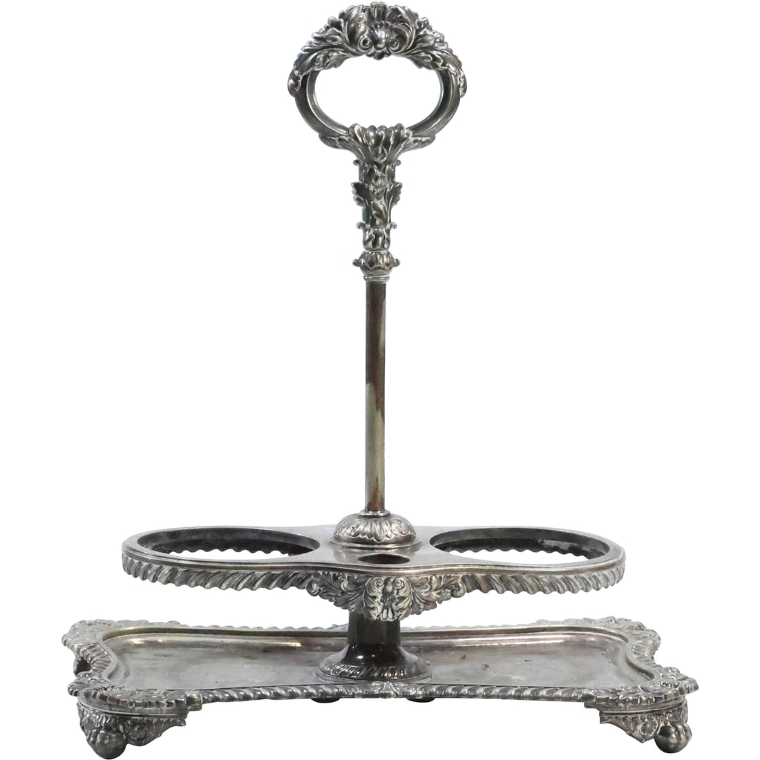 TIFFANY & CO MAKERS Silver Plated Condiment Holder Caddy 11 in. height x 9.5 in. wide (1 of 20)