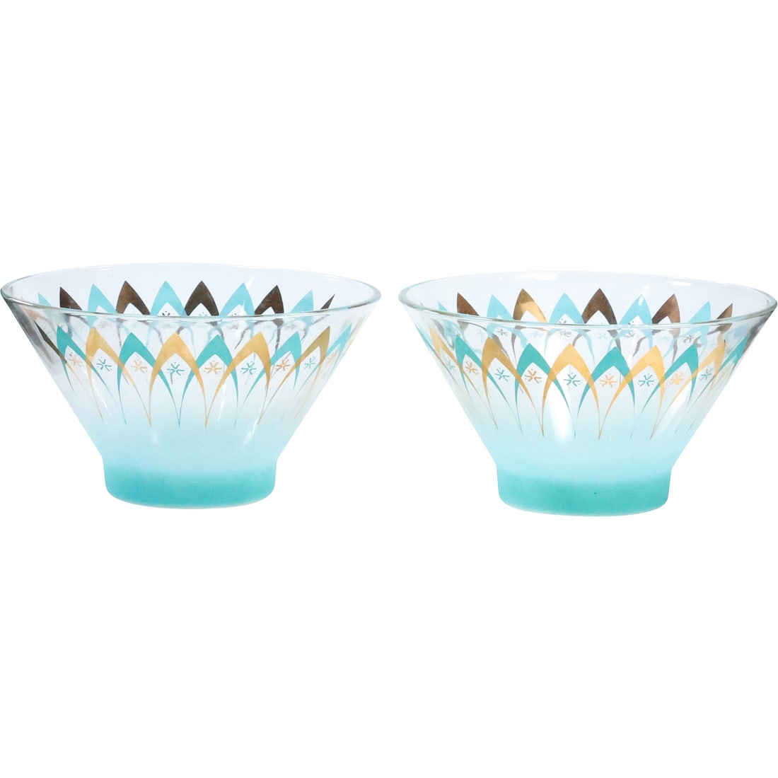 Matched Pair Anchor Hocking Mid-Century Modern Glass Salad Serving Bowls 10.75 in. diameter (1 of 19)
