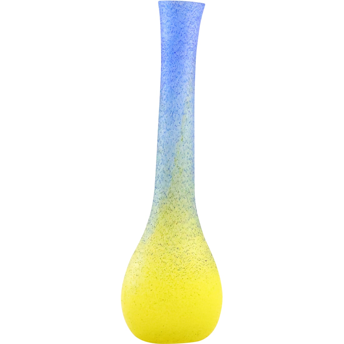 Mid-Century Modern Blue to Yellow Speckled Glass Bottle Neck Vase 16 inches height x 4.5 in. wide (1 of 20)