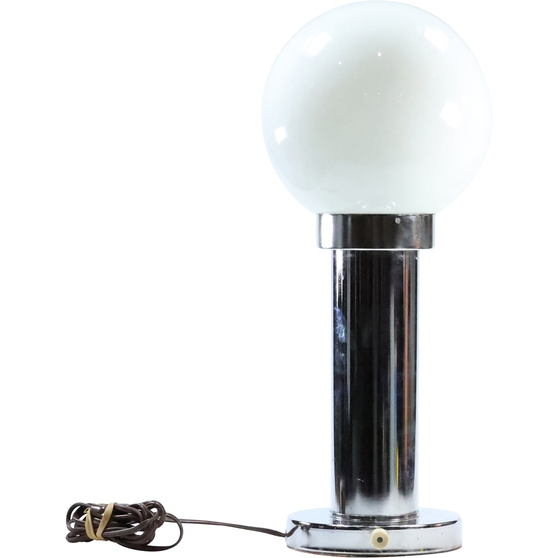 Chrome Space Age Table Lamp with White Glass Ball Shade 18.5 in. height x 7 in. (1 of 20)