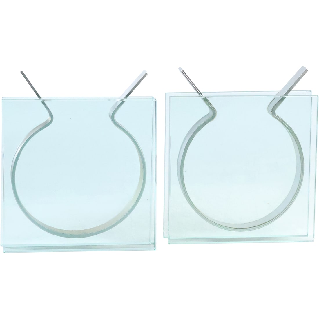 Pair PETER HEWITT SQUARE RIBBON VASE in Glass and Metal (1 of 20)