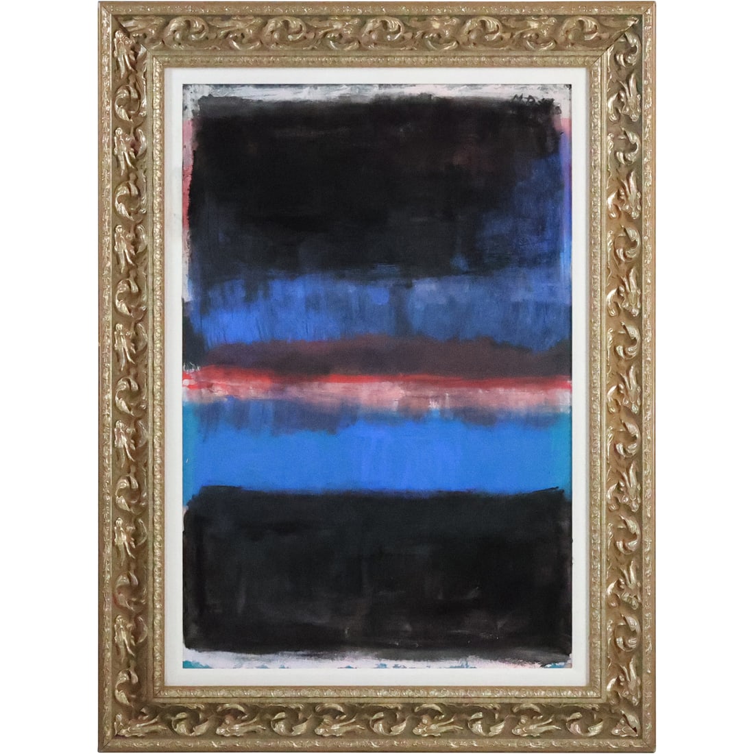 Mark Rothko, American 1903-1970, Mixed Media on Panel, Abstract in Black, Blue, Red (1 of 20)