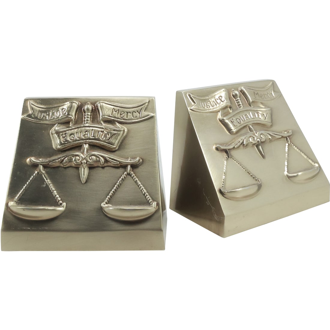 Metal Bookends "Scales of Justice": Justice - Mercy - Equality: Metal Bookends "Scales of Justice": Justice - Mercy - Equality size: 4.25 in. x 5 in.