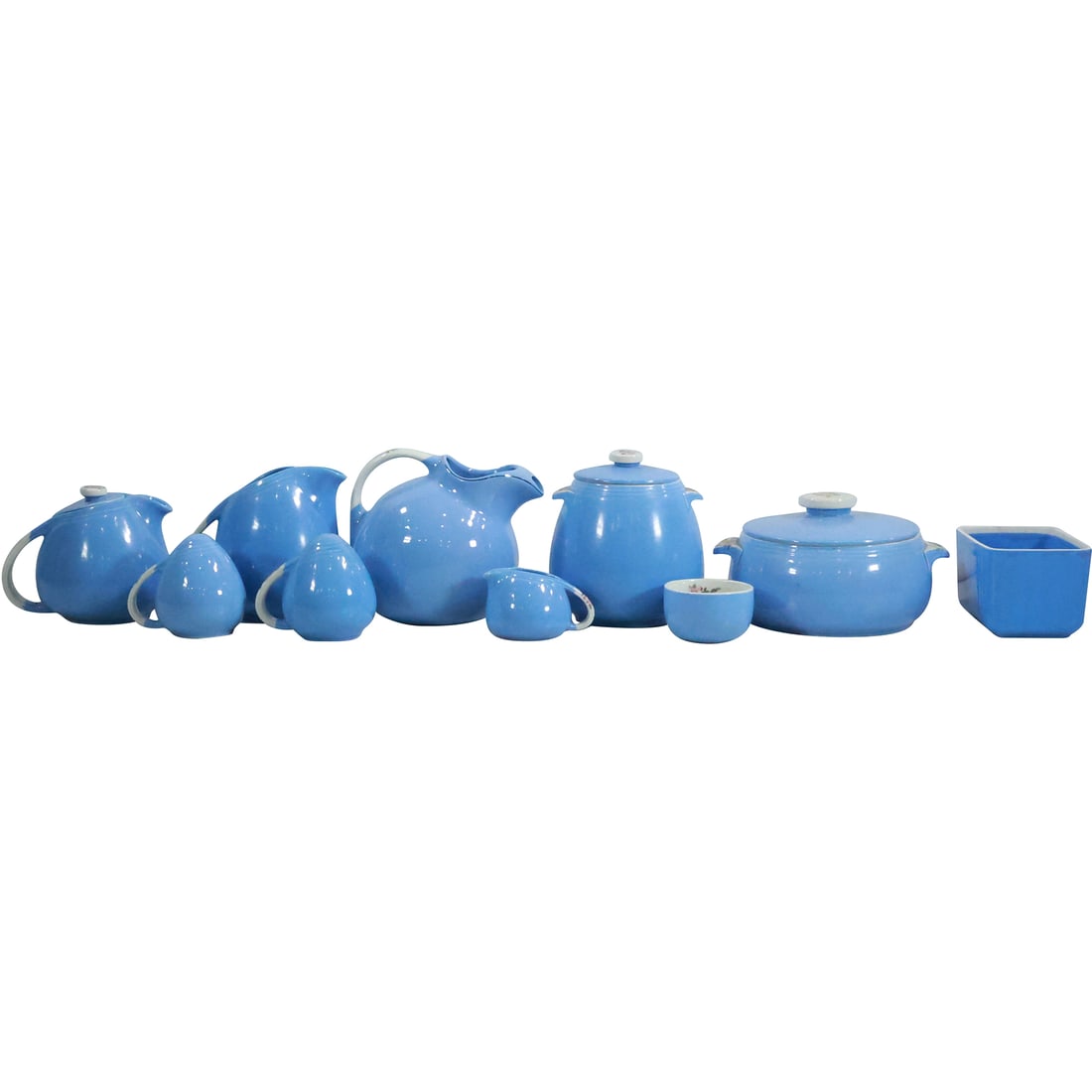 10 Pieces Vintage Blue HALL CHINA Pitchers, Jars, Tea Pot, Salt Pepper Shakers, Etc (1 of 20)