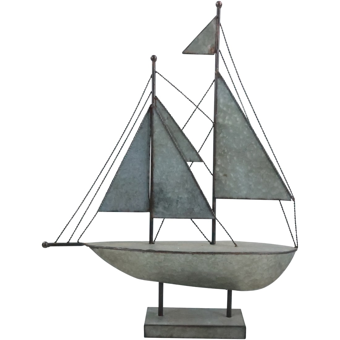 Folky Galvanized Metal Sail Ship Model Sculpture 26.25 in. height x 20.5 in. length (1 of 20)