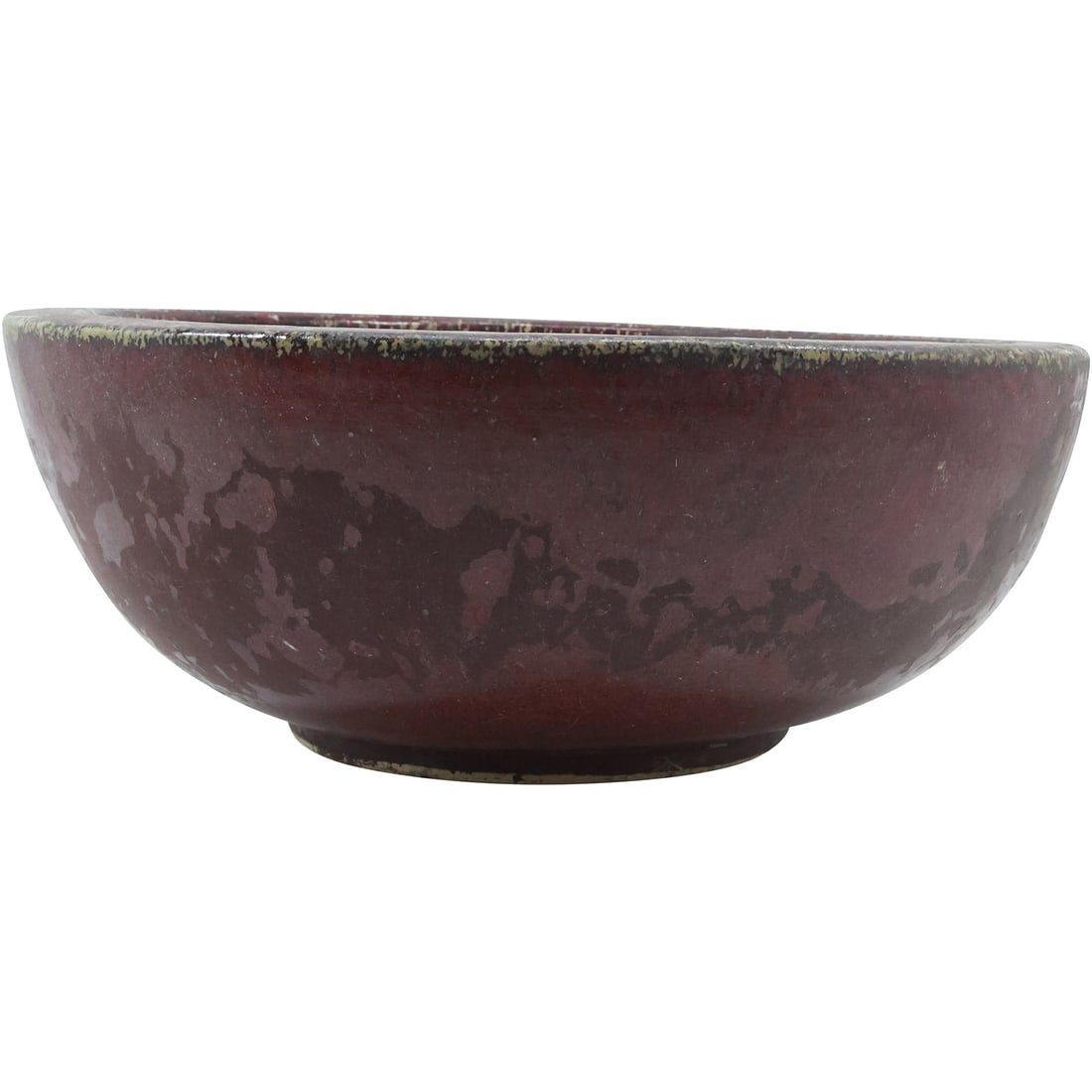 Large Red Glazed Yellow Ware Stone Pottery Mixing Bowl 15 inches diameter (1 of 20)