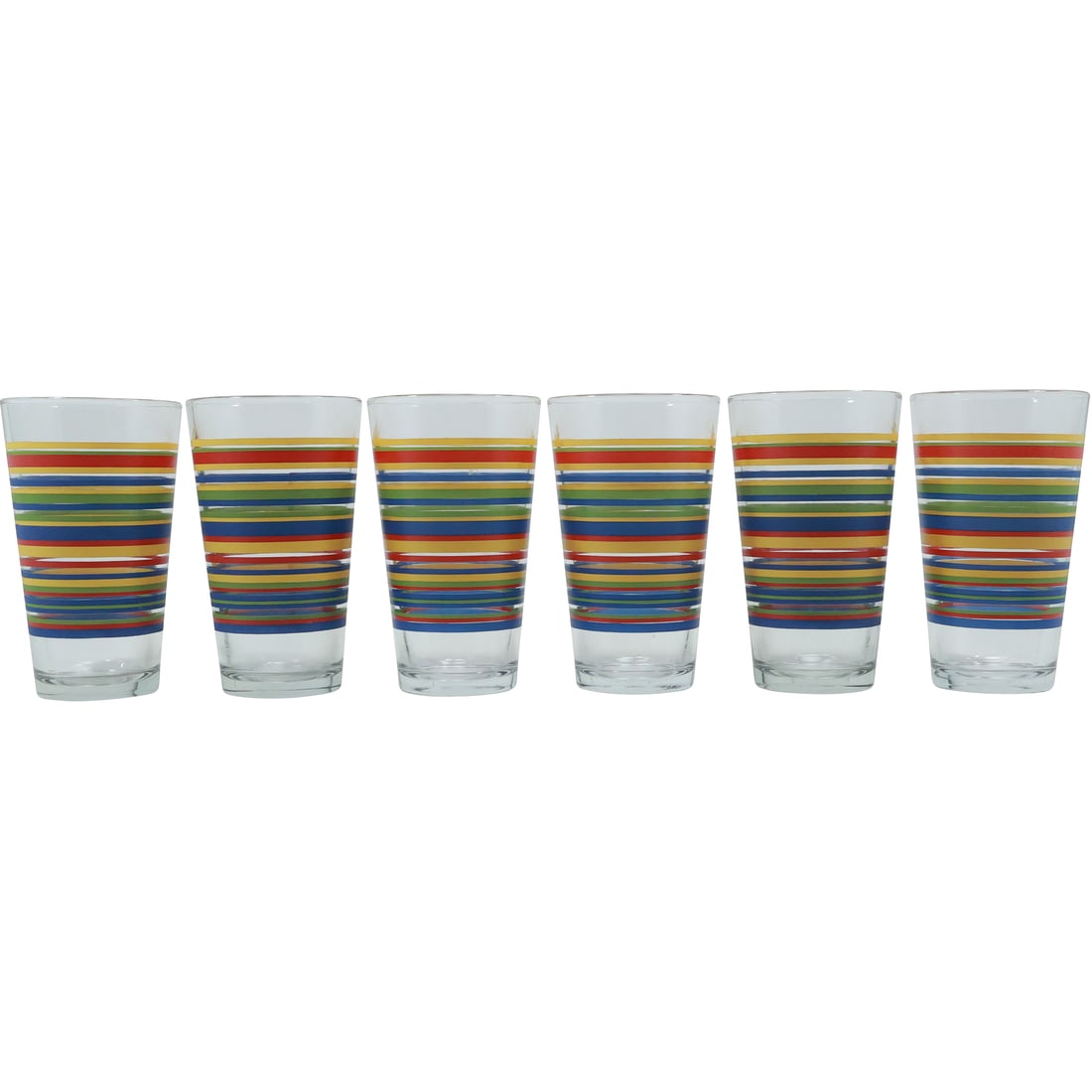 Set of 6 Libbey Drinking Glasses with Multi Colors Pinstripes Barware (1 of 15)