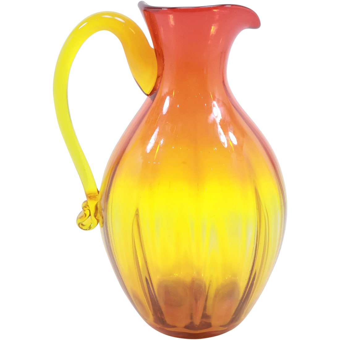 Hand Blown Amberina Art Glass Pitcher 10 inches height x 7 in. wide (1 of 16)