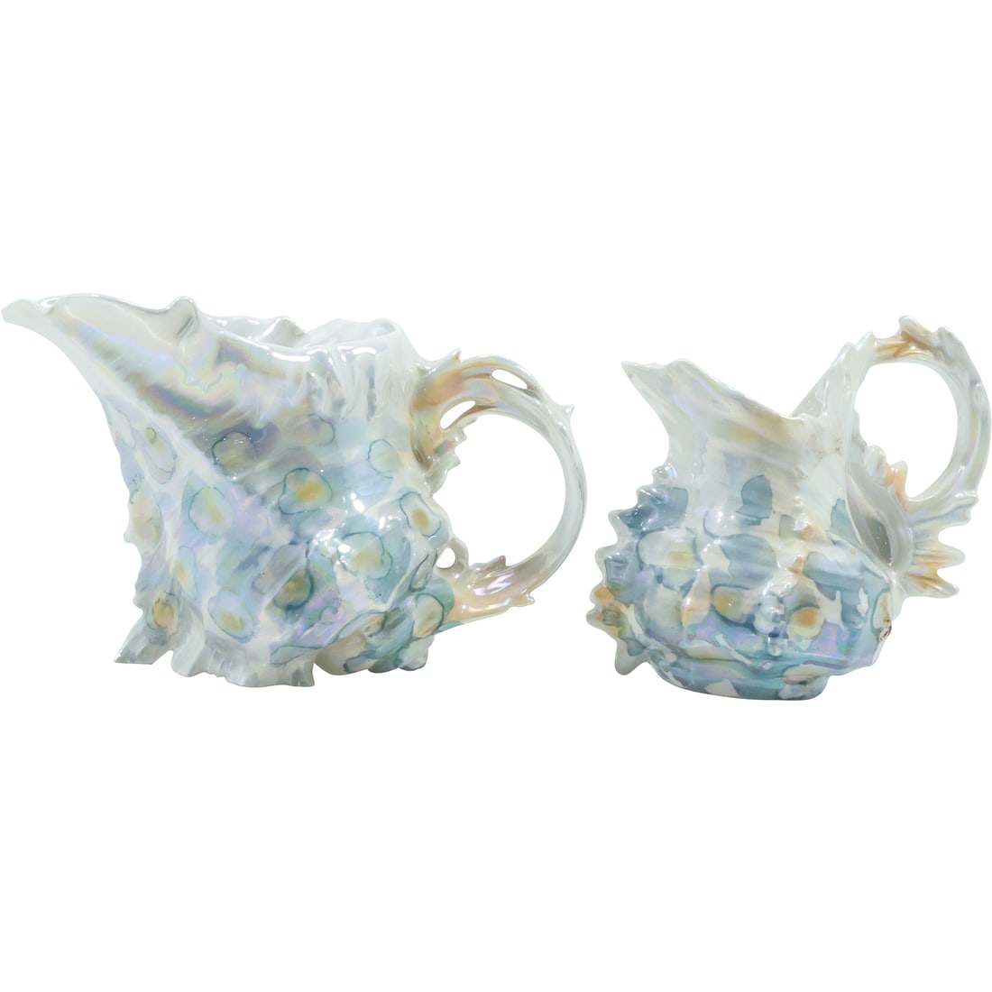 2 Royal Bayreuth Bavaria, Iridescent Spiky Sea Shell Pitchers / Creamers (1 of 18)