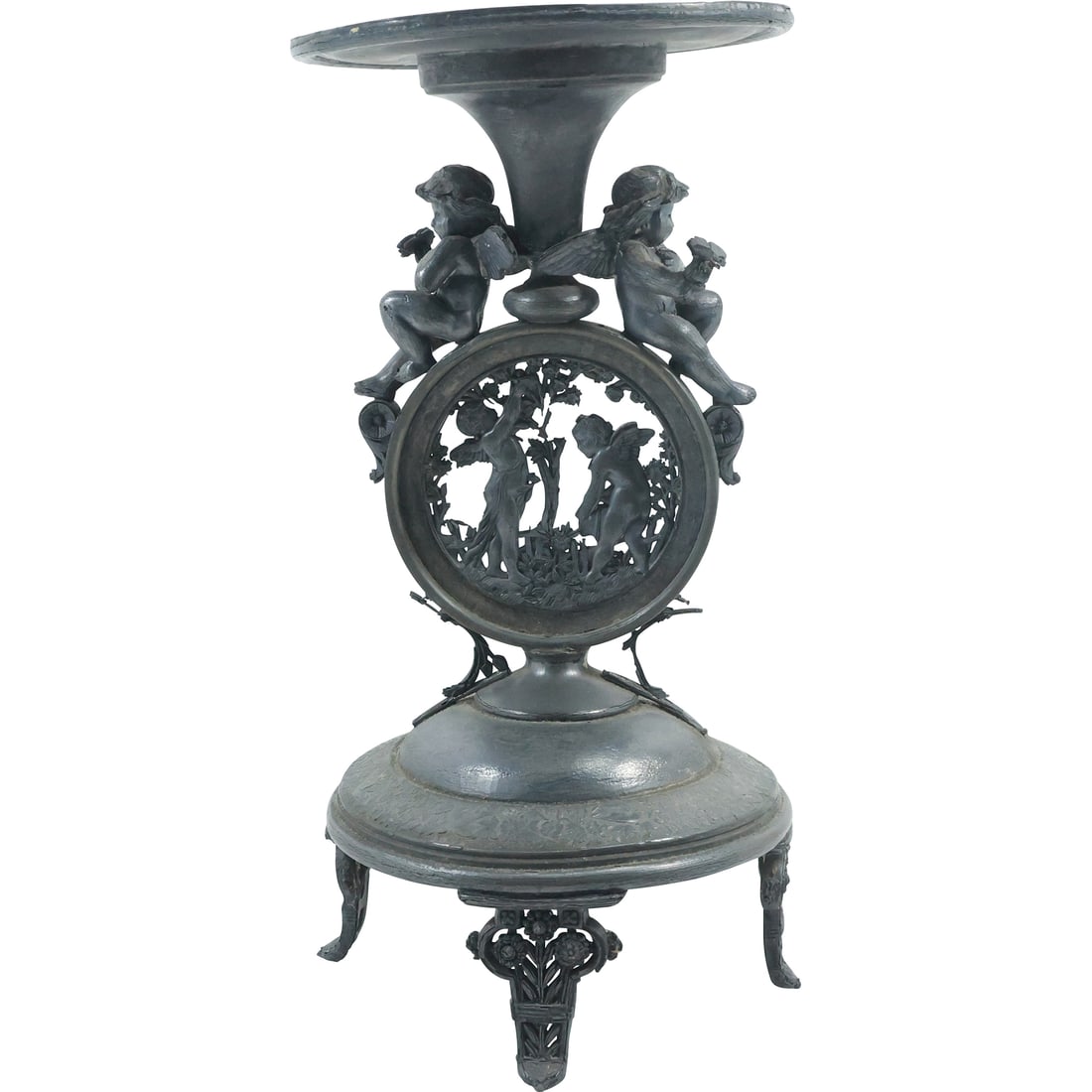 19th C. Rogers Smith & Co Meriden CT Quadruple Silver Plate Cherubs Circle of Life Stand 12.25 in. (1 of 20)
