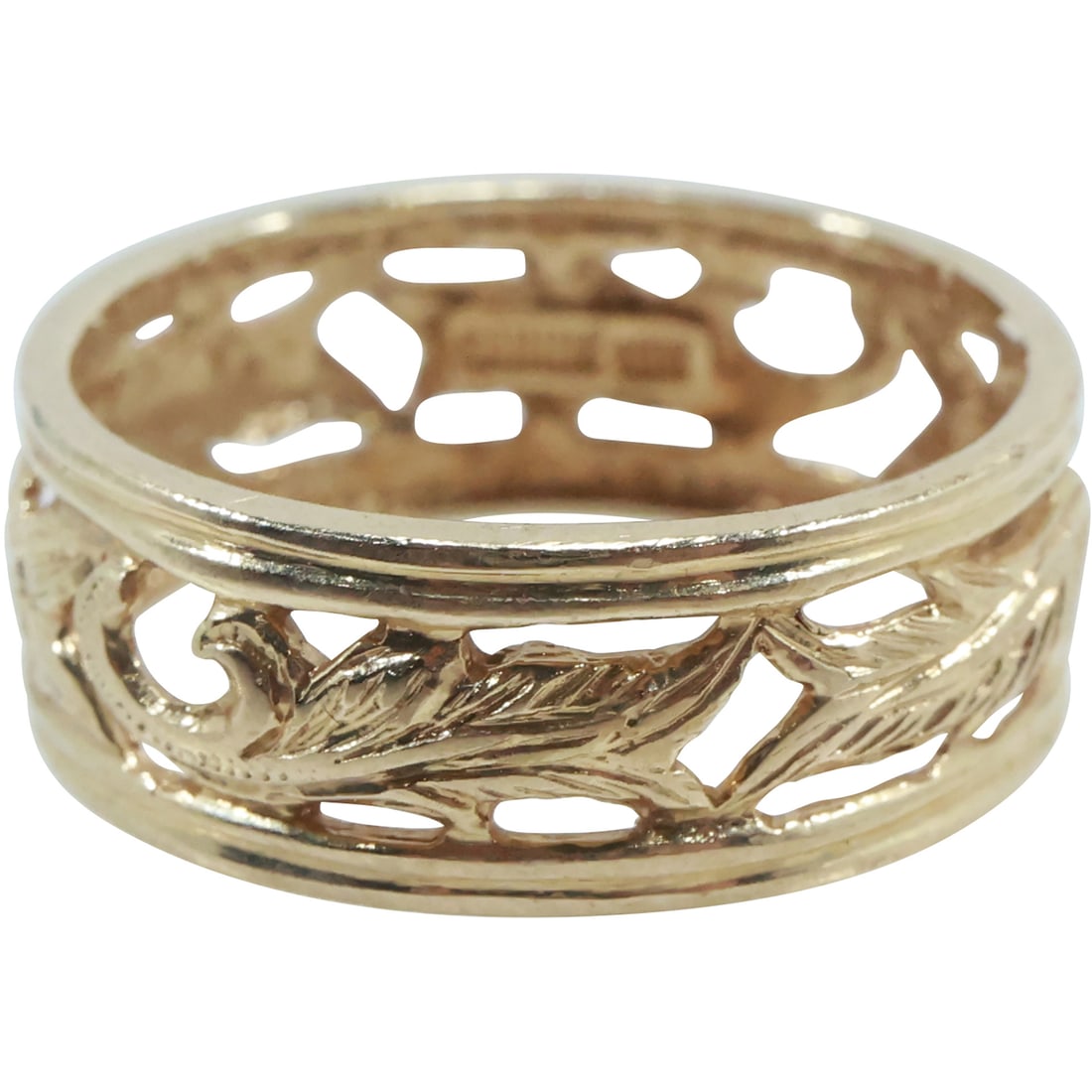 10K GOLD Sanuk Carved Open Work Band Ring Size 7, 1.8 dwt, 3/4 in. x 1/4 in. (1 of 16)
