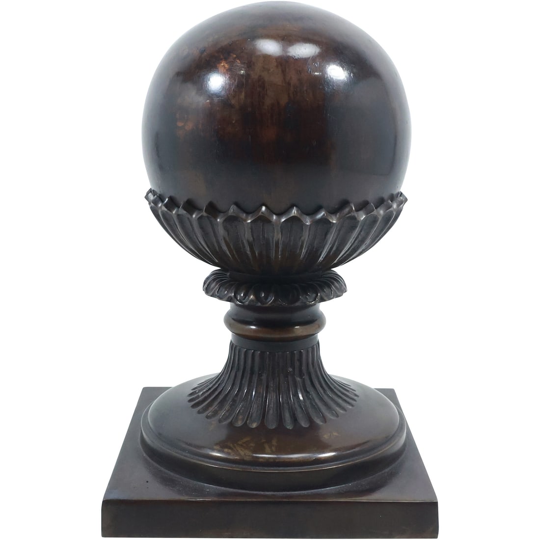 Maitland Smith Bronze Ball on Pedestal Base Decorative Accessory in Good Patina 10.5 in. height (1 of 19)