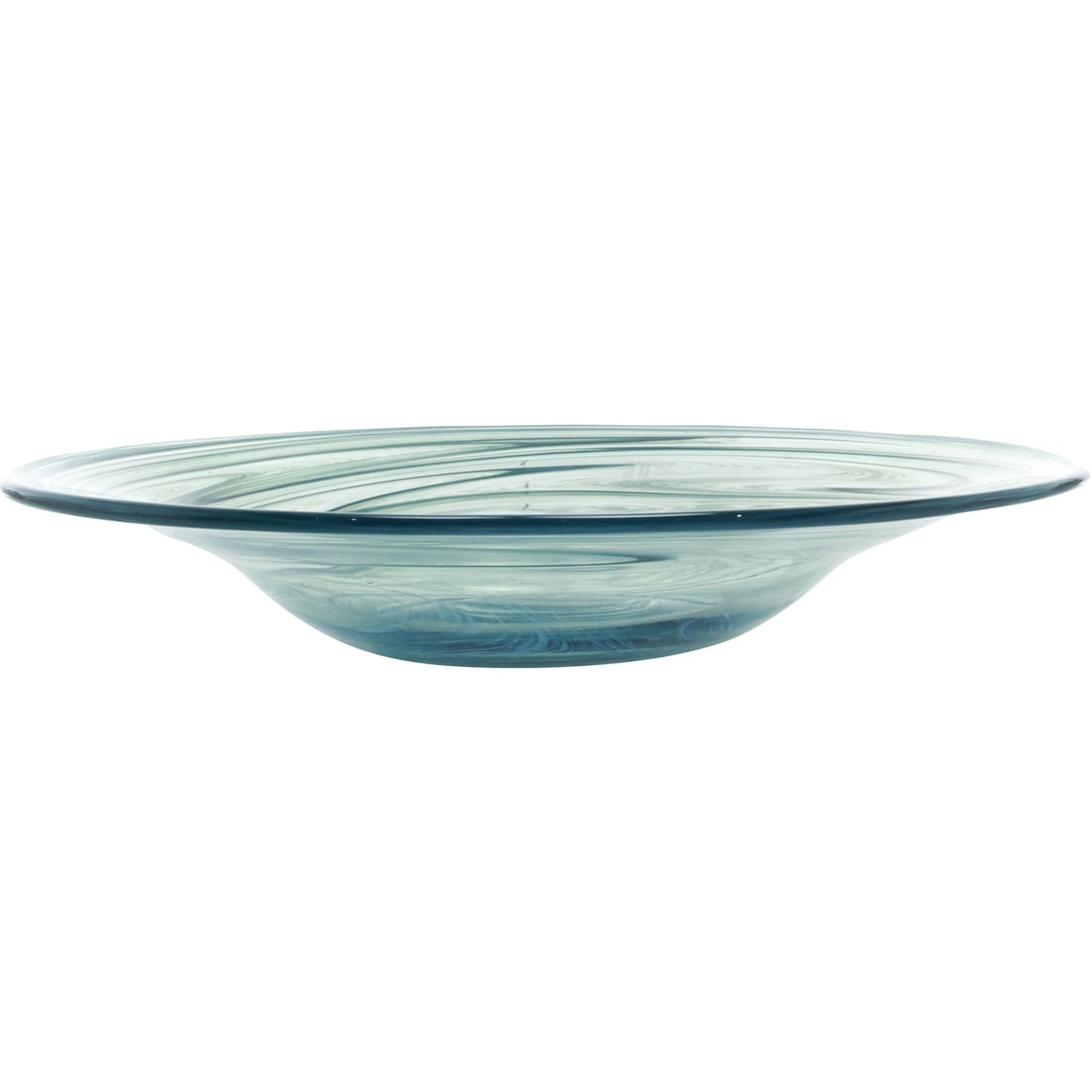 Green Hand Blown Swirl Glass Round Serving Platter 14 inches diameter (1 of 16)
