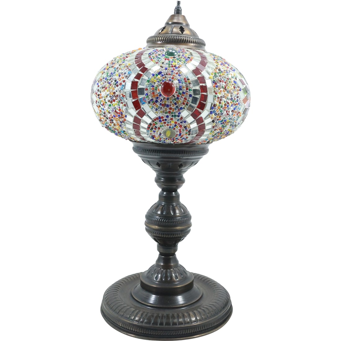 20th C. Decorative Mosaic Shade Gypsy Lamp 18.5 inches height x 8 in. wide: 20th C. Decorative Mosaic Shade Gypsy Lamp 18.5 inches height x 8 in. wide. size: 18.5x8
