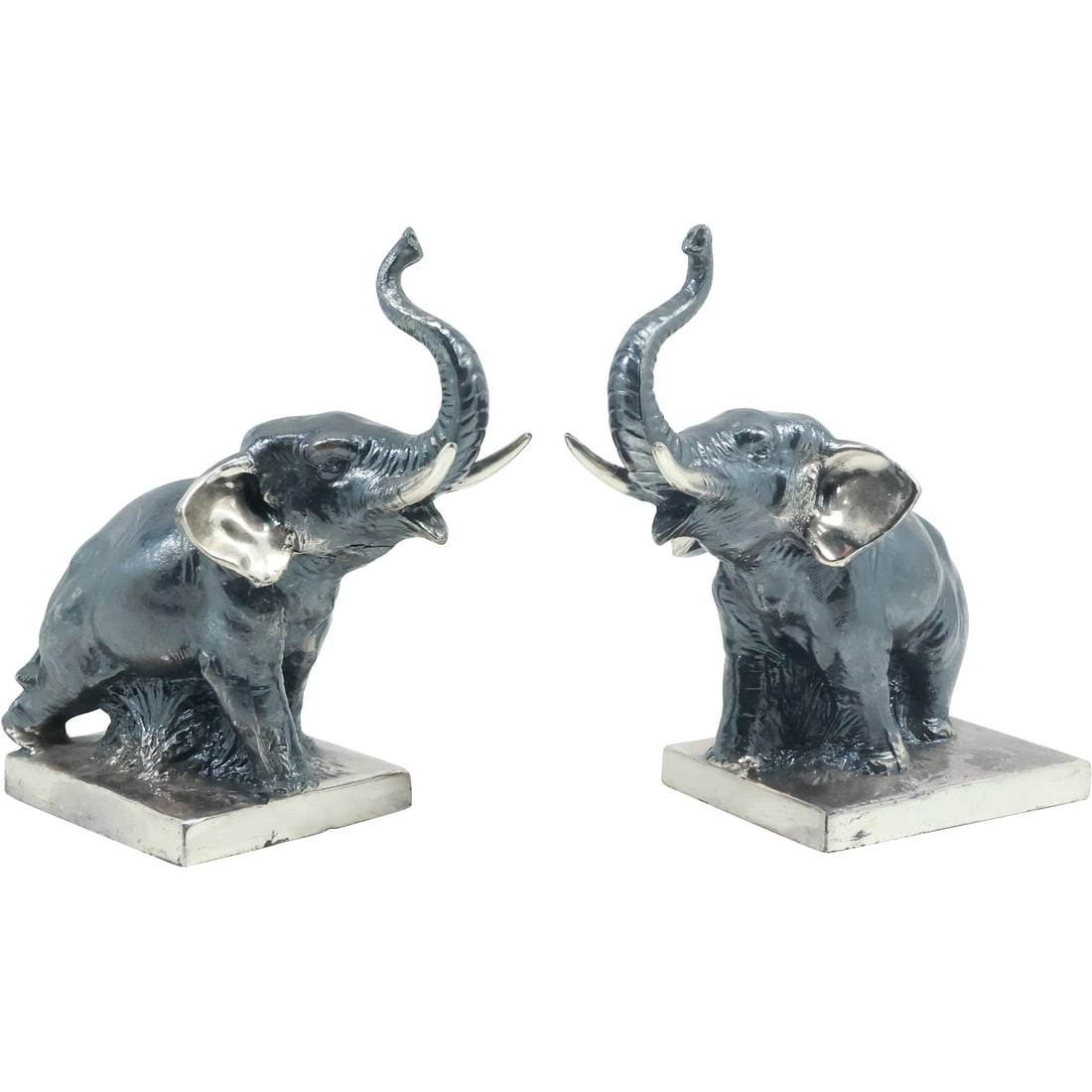 Vintage Cast Metal Elephant Figure Bookends 6 inches height x 5.5 in. wide (1 of 19)