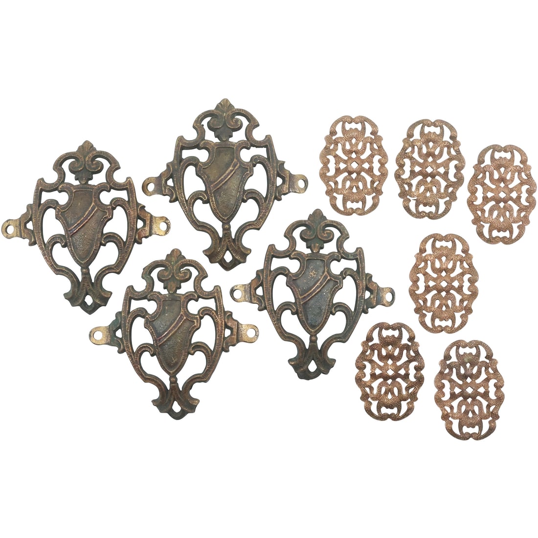10 Brass Decoration Mounts in Set of 6 and 4 (1 of 18)