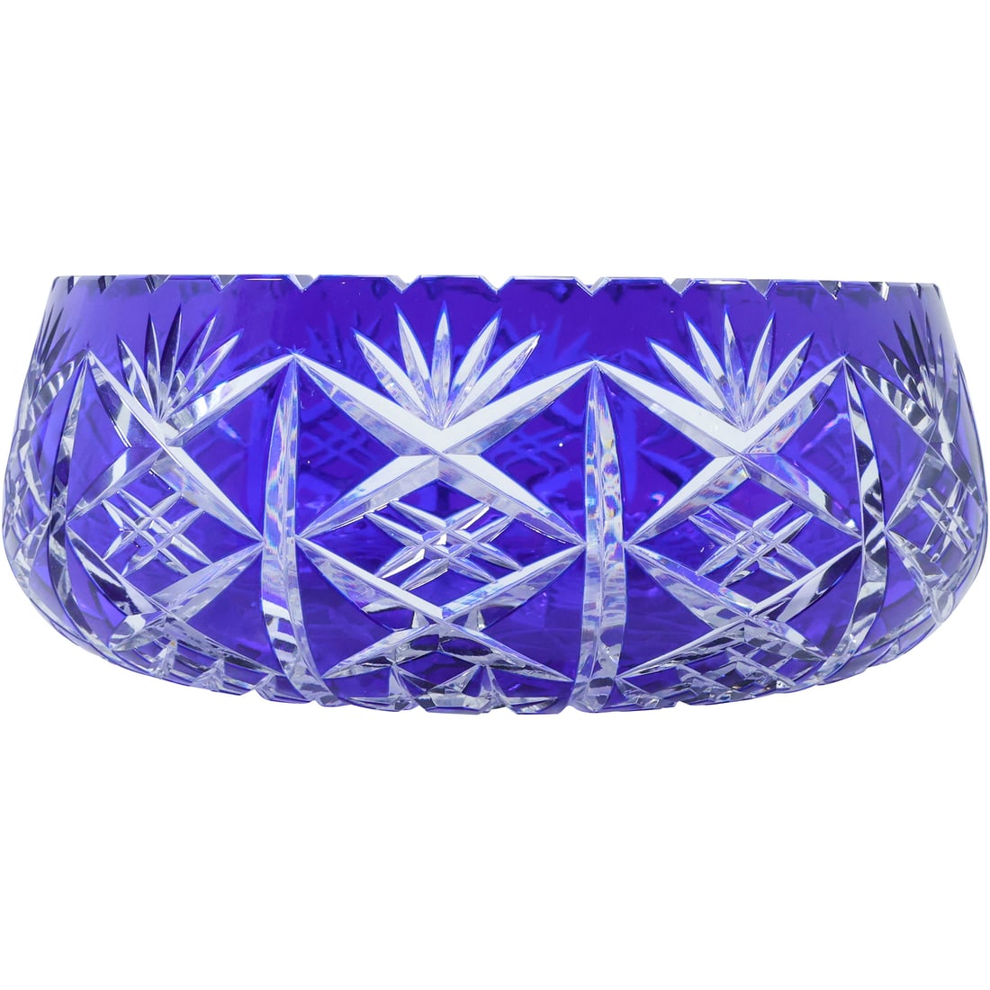 Bohemian Cut Glass Center Bowl Cobalt Blue Cut to Clear 10.25 inches diameter (1 of 18)
