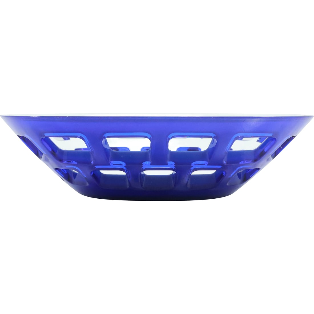 Guzzini Italy Blue and White Cased Lucite Bowl with Open Lace Border 9.5 in. diameter: Guzzini Italy Blue and White Cased Lucite Bowl with Open Lace Border 9.5 in. diameter. size: 2.5 in. x 9.5 in.