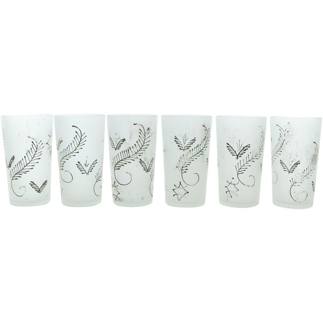 Set 6 Mid-Century Modern White "Fern" Drinking Glasses Barware (1 of 20)