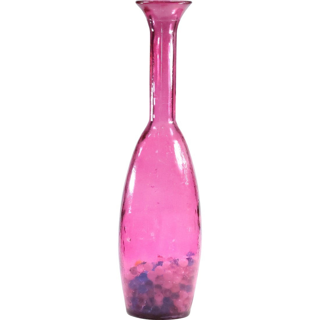 Mid-Century Modern Tall Cranberry Flash Glass Vase with Marbles in Base 19.75 in. height (1 of 20)
