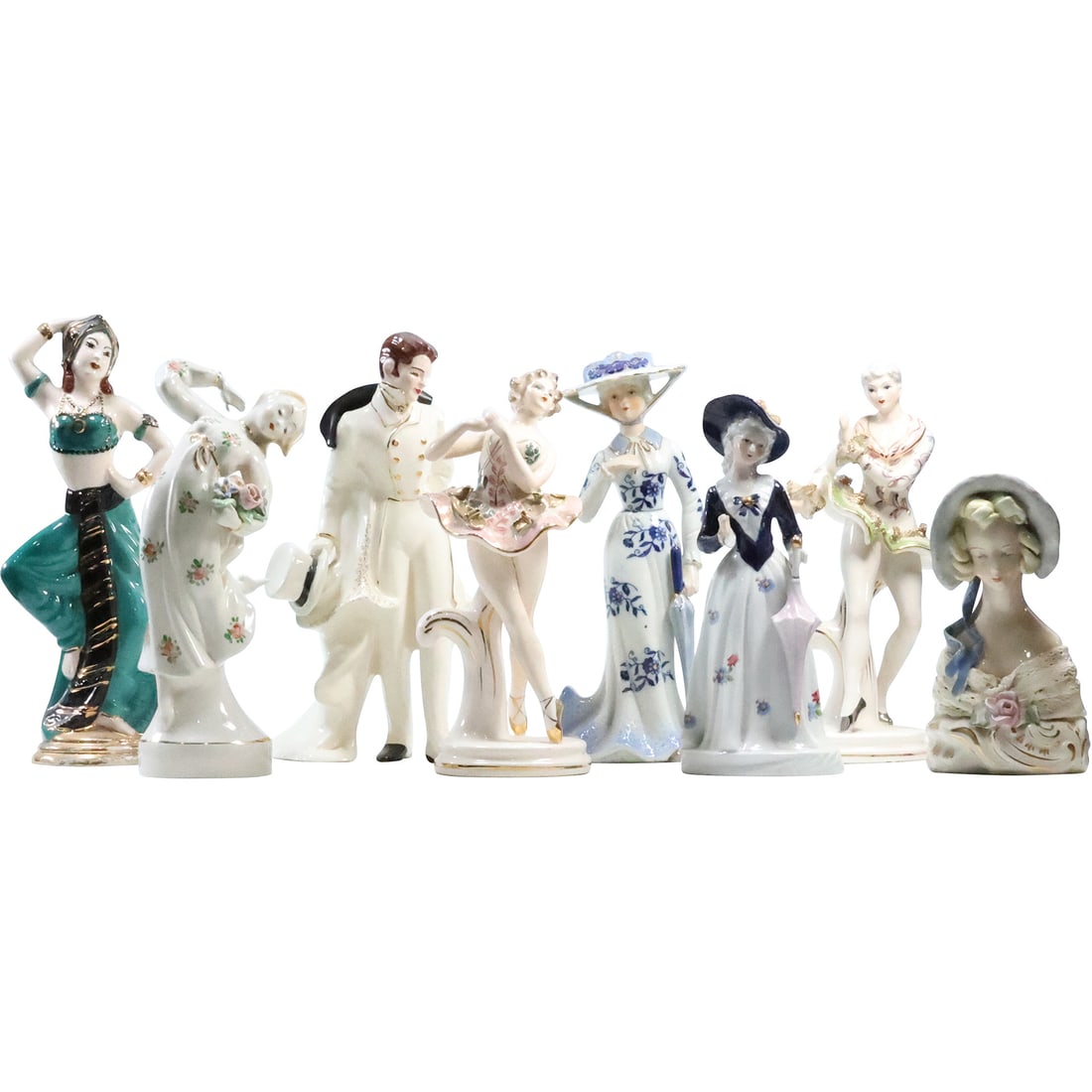 8 Assorted Vintage Porcelain Figures including Fashion Women (1 of 19)