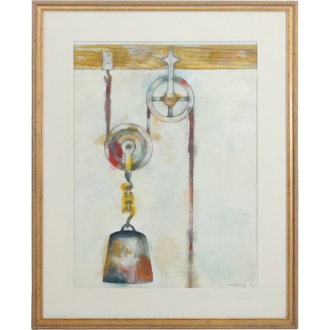 Steven Jennis, American, Watercolor Painting of a Block and Tackle, Signed, Framed (1 of 20)