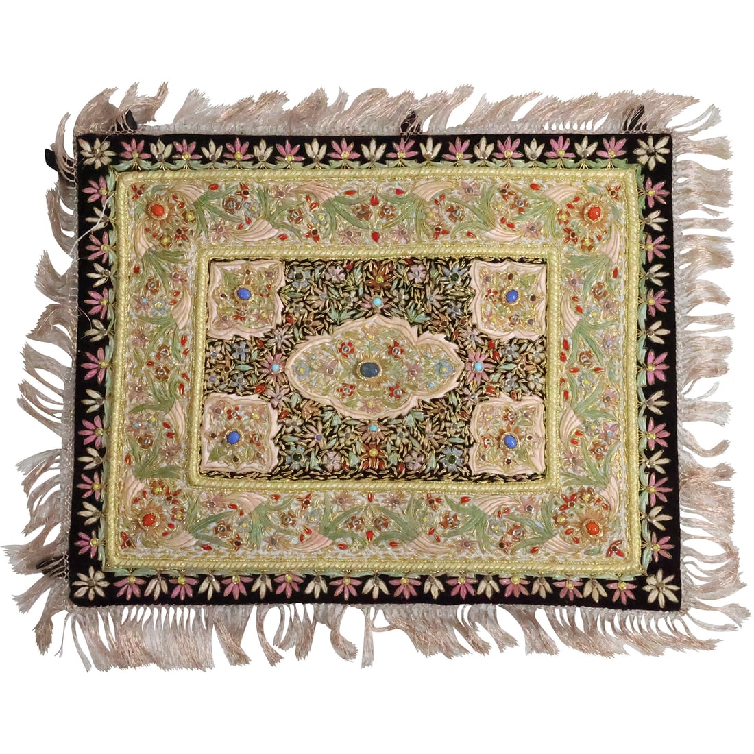 Silk Embroidered Carpet Mat 21.25 in. x 27.75 in. (1 of 20)