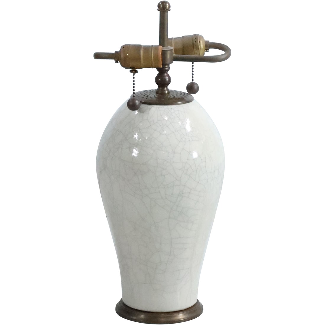 Vintage White Porcelain Crazed Glaze Table Lamp 18.25 in. overall height x 7 in. wide (1 of 20)