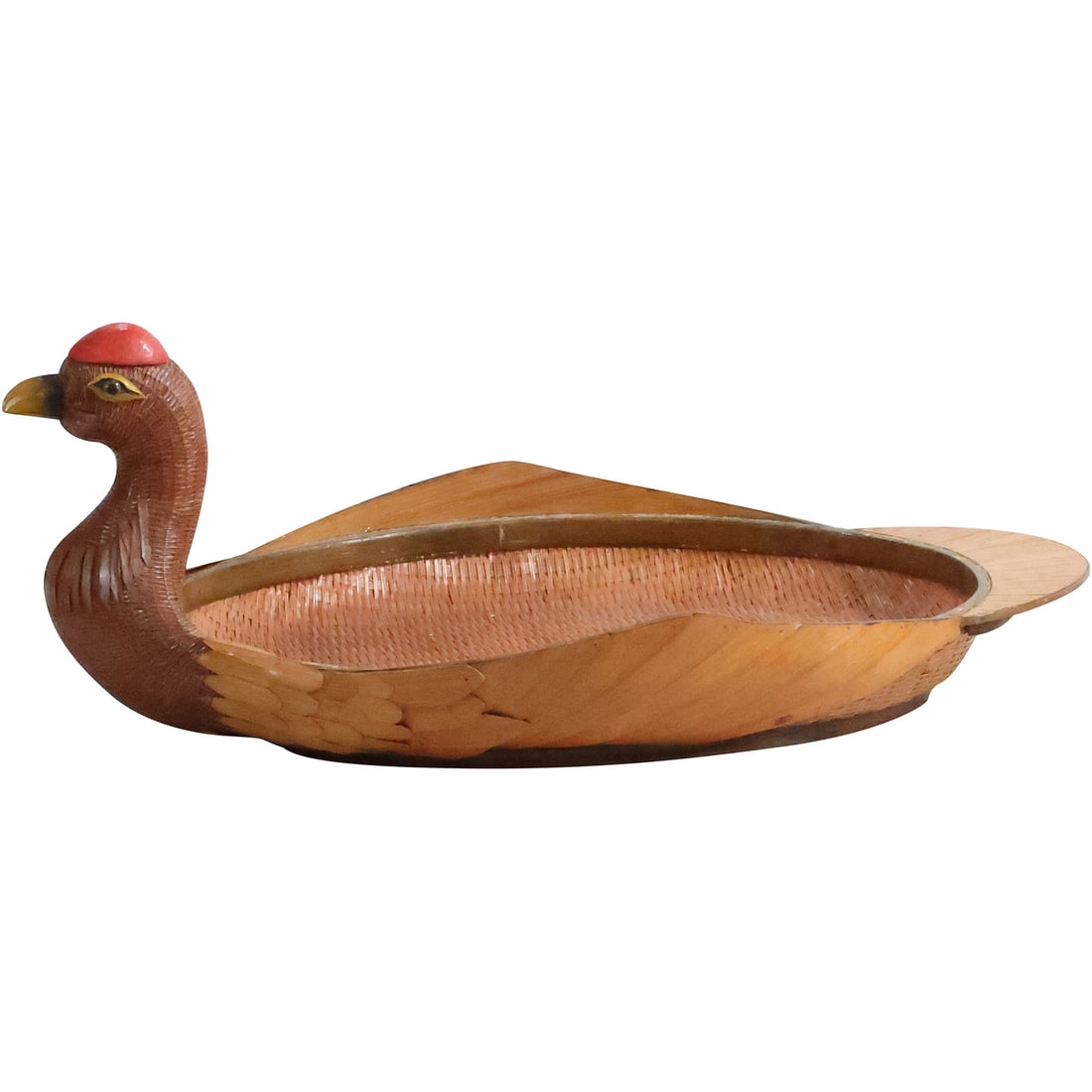Unique Woven Rattan Reed Wicker Duck Figure Basket / Serving Tray 28.5 in. length (1 of 20)