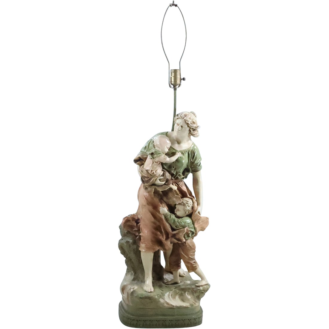 after Joseph Le Guluche [France 1849-1915] Mother and Children Spelter Sculpture / Lamp: after Joseph Le Guluche [France 1849-1915] Mother and Children Spelter Sculpture / Lamp. size: 44in. overall height x 13.5 in. x 11 in.. ASKart: Joseph Le Guluche (1849 - 1915) was active/lived in Fra