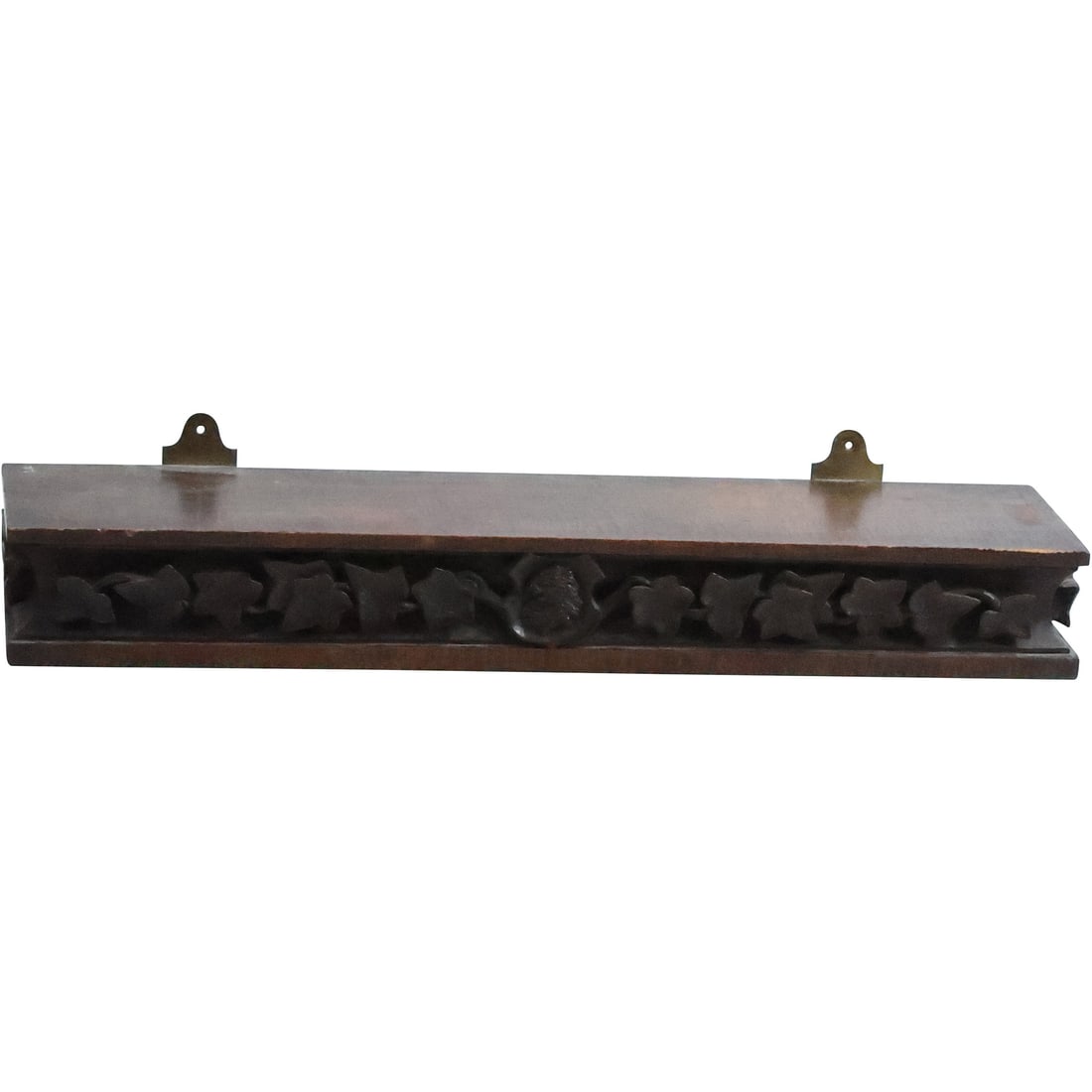 Carved Walnut Rectangular Mantle Hanging Shelf 25.5 inches length: Carved Walnut Rectangular Mantle Hanging Shelf 25.5 inches length. size: 4.75 x 25.5 x 6