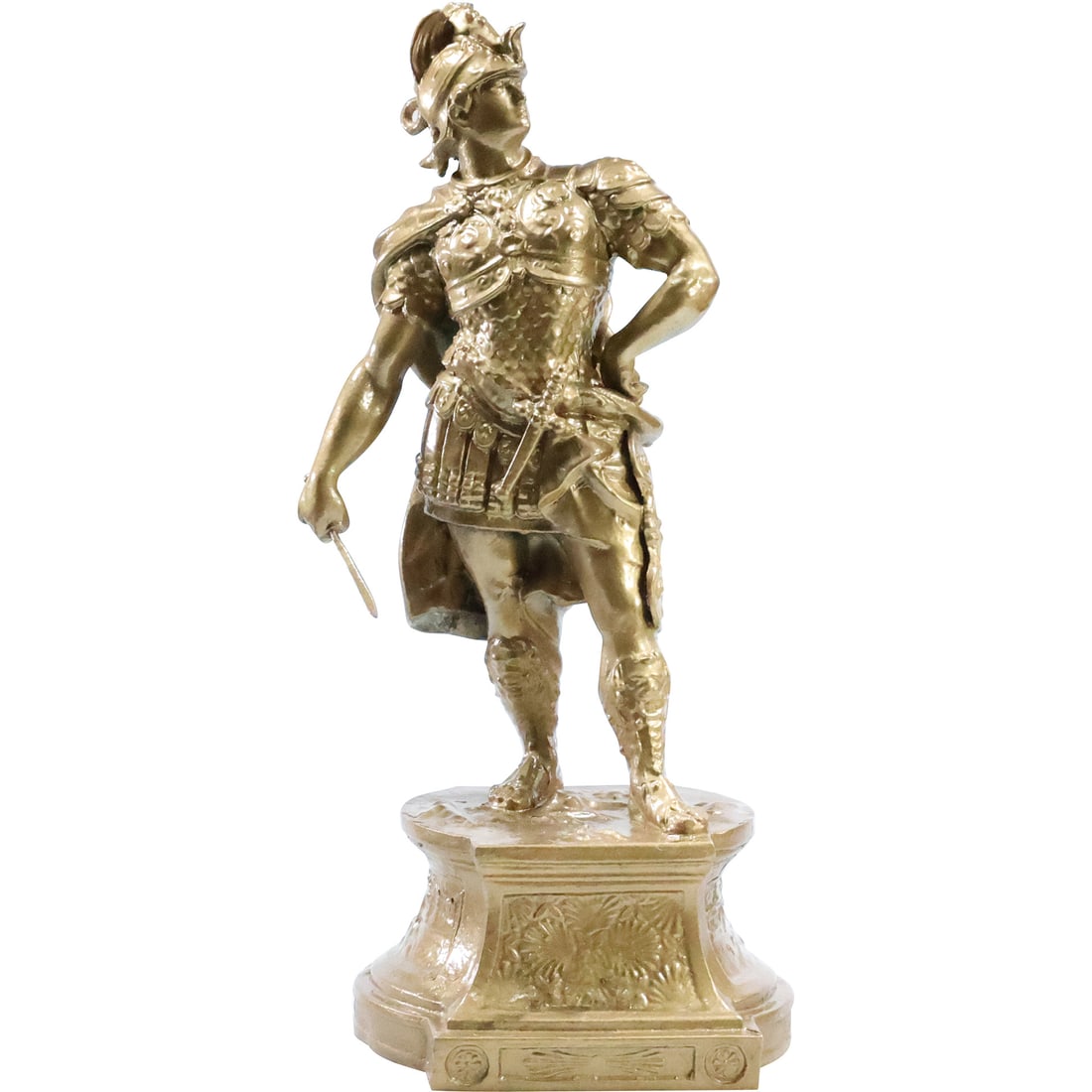 after Arthur Waagen, 19th C. Sculptor, Cast Metal Spelter Roman Warrior Statue 16.5 in. height (1 of 20)