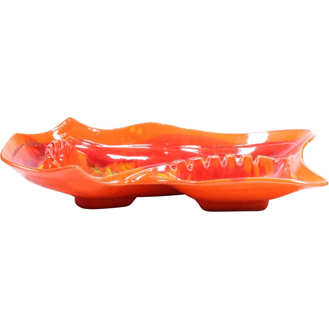 Maurice of California, Large Orange Ceramic Ashtray Mid-Century Modern 16 inches length (1 of 20)