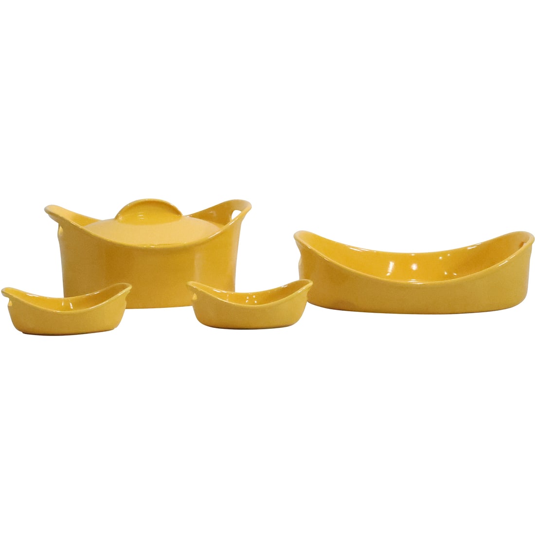 4 Pieces Rachael Ray Bright Yellow Cooking Pots with Covers and 2 Yellow Deep Dishes (1 of 20)