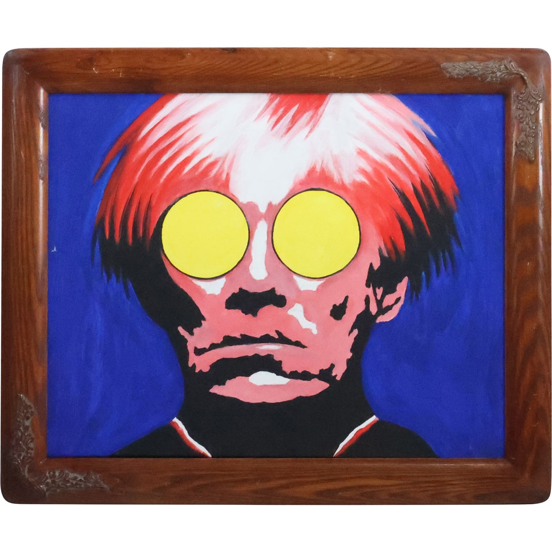 ANDY WARHOL Portrait Oil on Canvas Painting Signed Luke S [Seamon] NJ Artist: ANDY WARHOL Portrait Oil on Canvas Painting Signed Luke S [Seamon] NJ Artist. size: 16 x 20, 19.75 x 23.75 outside frame