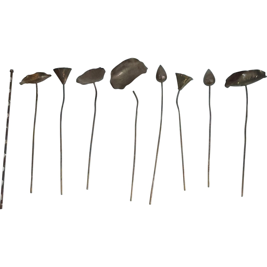 Grouping of 8 Assorted Brass Stemmed Flowers 22.5 in. and 24 in. lengths (1 of 20)
