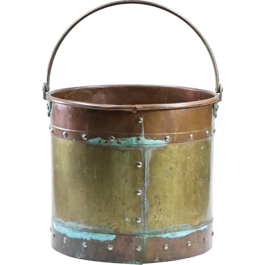Vintage Brass and Copper Pail Bucket with Bail Handle 11.5 inches diameter (1 of 20)