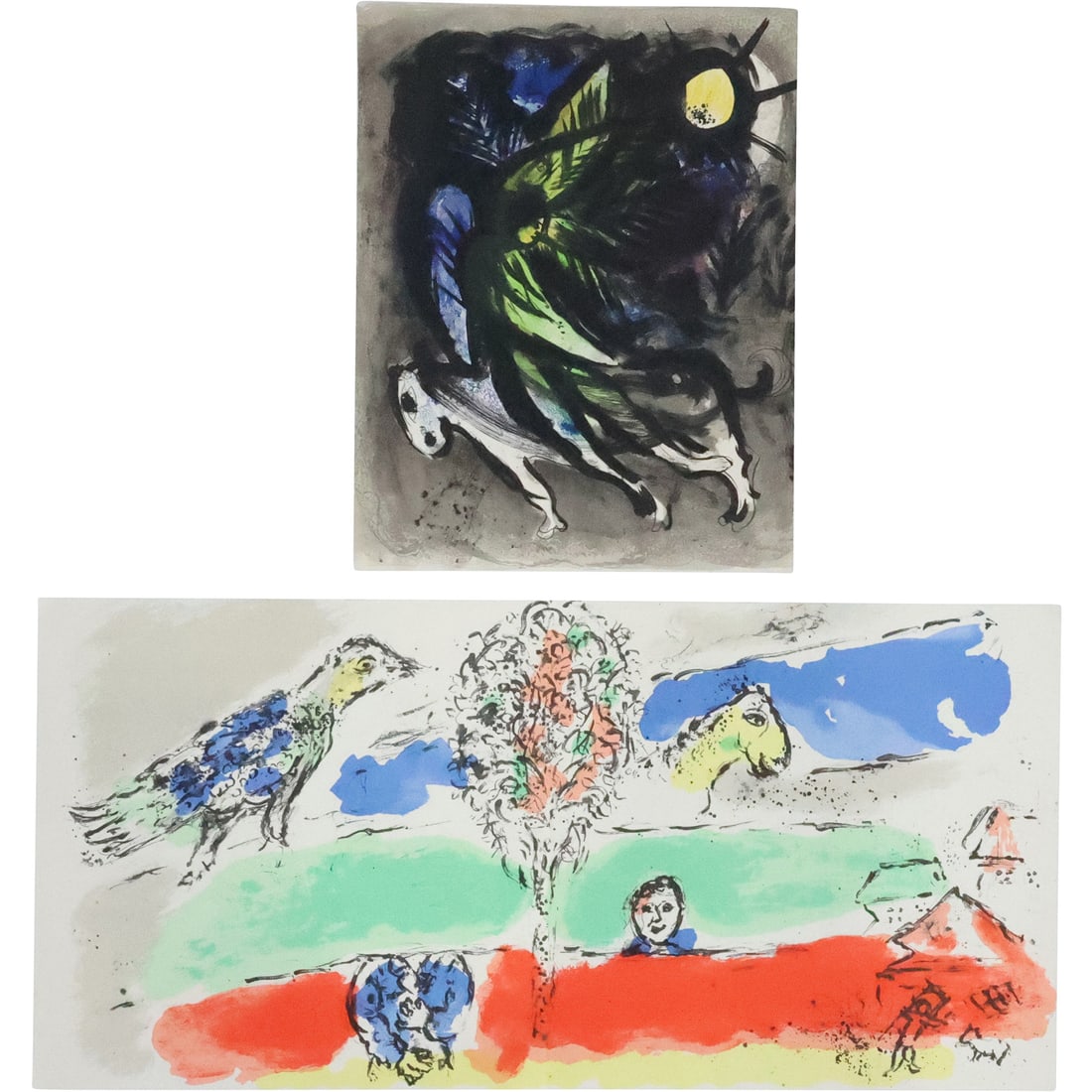 [2]  MARC CHAGALL Vintage Color Lithographs THE ANGEL; LE FLEUVE VERT (1 of 20)