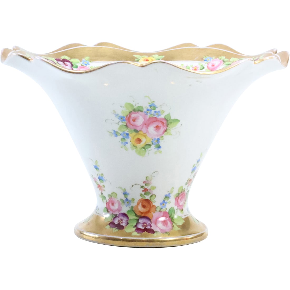 Charles Reizenstein Saxe Allegheny Five Porcelain Vase Decorated Flowers and Gold Gilt 10 in. (1 of 20)